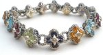 Barbara Bixby Multi Gemstone Flower Bracelet 925 18K For Sale