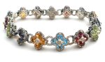 Barbara Bixby Multi Gemstone Flower Bracelet 925 18K For Sale