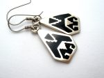 Aztec Style Black Enamel Earrings Sterling Silver Sale