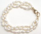 14K Gold Freshwater Pearl Bracelet Triple Strand For Discount